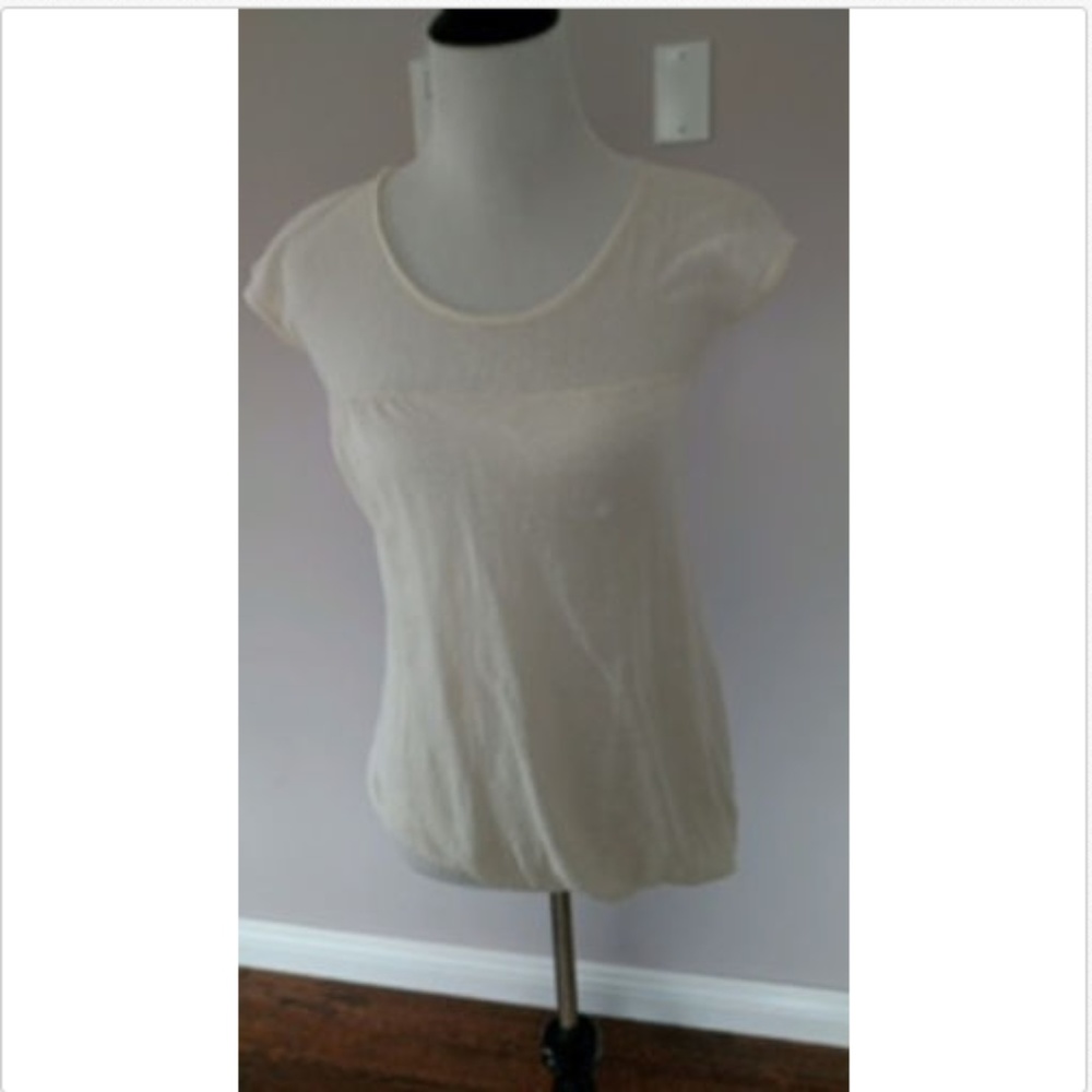 EUC THEORY Linen Silk Blend Ivory Knit Top SZ P